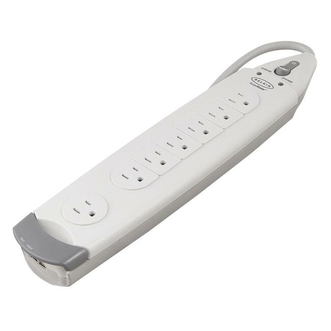 Belkin International INC F9H710-12 Belkin Regleta de 7 Salidas con Protección contra Sobretensiones y Cable de Alimentación de 12ft - 1060 Julios - Blanco