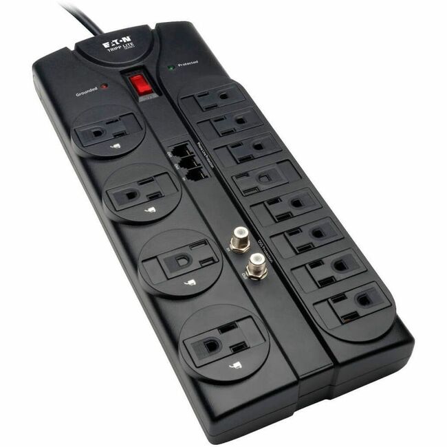 Eaton TLP1208TELTV Tripp Lite by Eaton Protect It! Supresor de sobretensión de 12 salidas Cable de 8 ft. (2.43 m) 2880 Joules Protección Tel/Módem/Coaxial