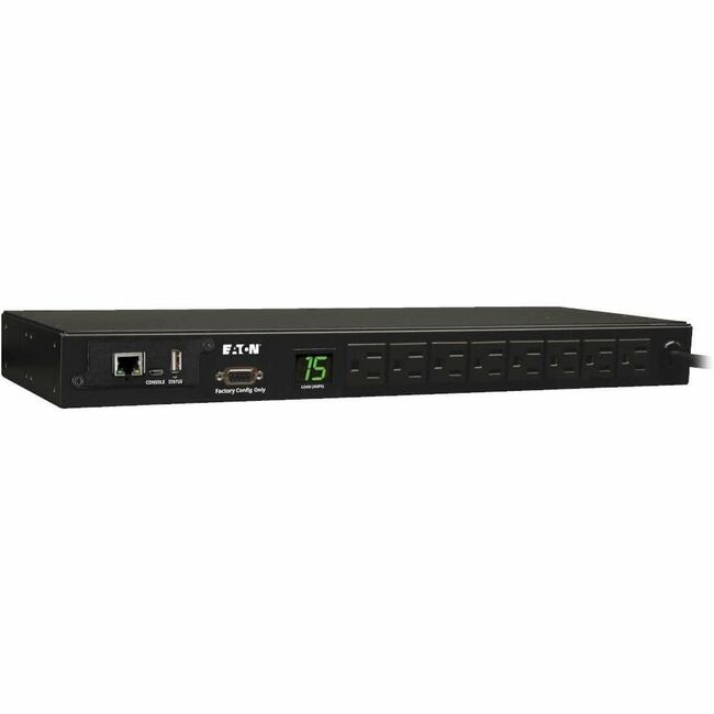 Eaton PDUMNH15 Tripp Lite by Eaton PDU 1.4kW Single-Phase Monitored PDU with LX Platform Interface 120V Outlets (8 5-15R) 5-15P 12 ft. (3.66 m) Cord 1U Rack-Mount TAA