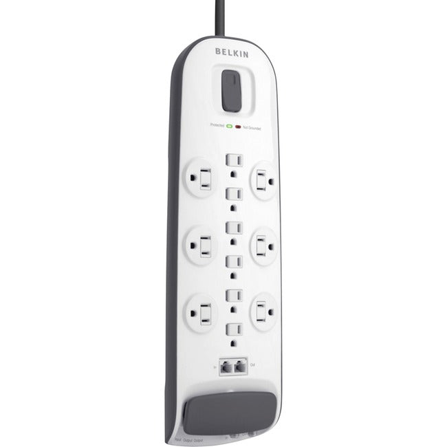 Belkin International INC BV112230-08 Belkin Protector de Picos de 12 Tomas con Cable de Alimentación de 8 ft con Protección de Cable/Satélite