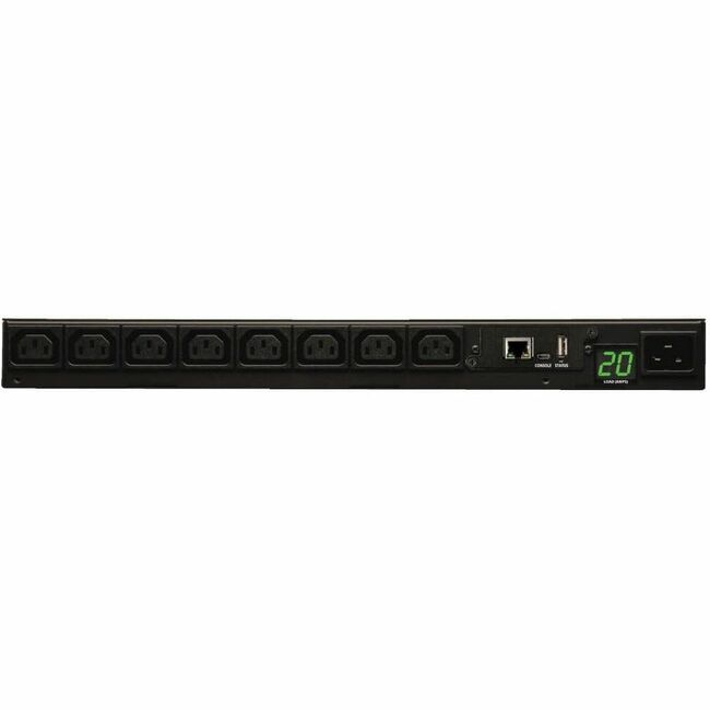 Eaton PDUMNH20HV Tripp Lite by Eaton PDU 3.7kW Single-Phase 208/230V PDU Monitored - Plataforma LX 8 Salidas C13 Entrada C20 con Adaptador L6-20P Cable 2.4m Montaje en Rack 1U