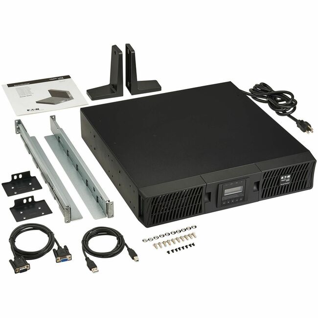 Eaton SU1000RTXLCD2U Tripp Lite Series SmartOnline 1000VA 900W 120V Double-Conversion Sine Wave UPS - 8 Outlets, Extended Run, Network Card Option, LCD, USB, DB9, 2U Rack/Tower