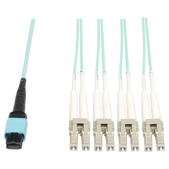 Eaton N844-02M-8LC-P Cable Fan-Out MTP/MPO de la Serie Eaton Tripp Lite, MTP/MPO a 4xLC, 40GbE, 40GBASE-SR4, Clasificación Plenum OM3 - Agua, 2M (6 ft.)