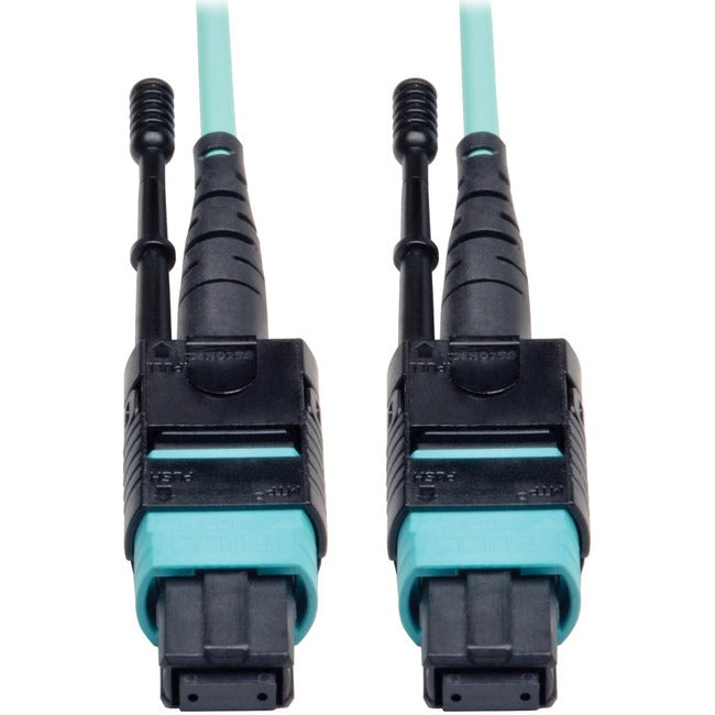 Eaton N844-03M-12-P Cable de Conexión Eaton Tripp Lite Series MTP/MPO con Pestañas Push/Pull, 12 Fibras, 40GbE, 40GBASE-SR4, Clasificación Plenum OM3 - Aguamarina, 3M (10 pies)