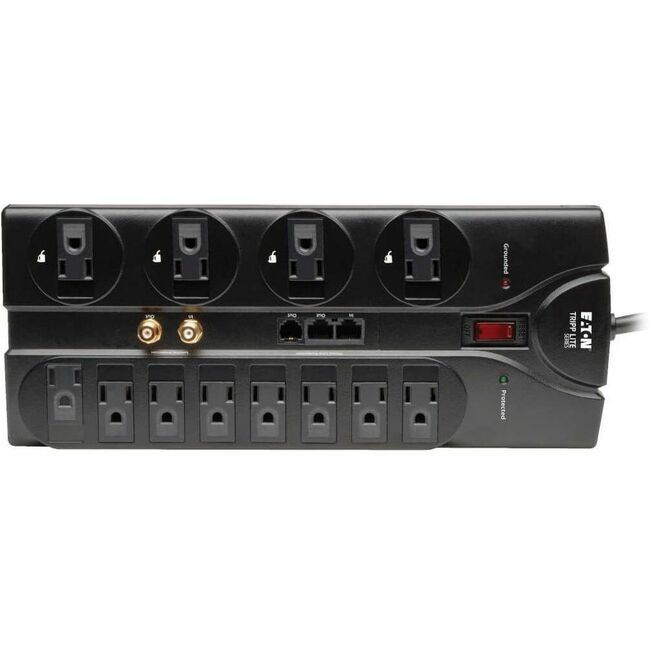 Eaton TLP1208SAT Tripp Lite Series Protect It! Protector contra Sobretensión de 12 Salidas, Cable de 8 ft. (2.43 m), 2880 Joules, Protección Tel/Módem/Coaxial/Ethernet