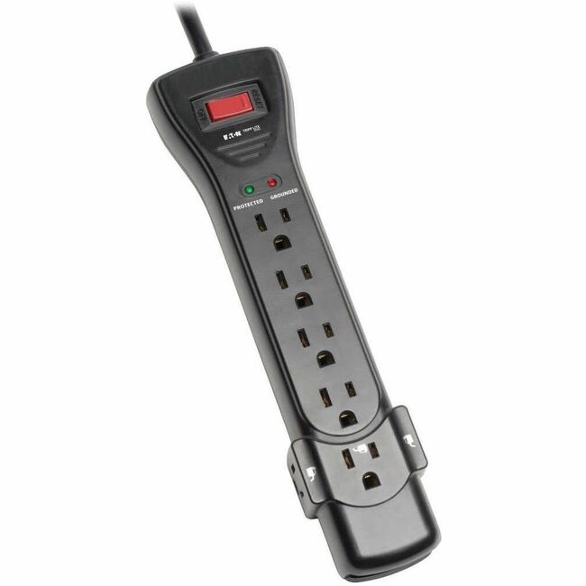 Eaton SUPER7B Tripp Lite by Eaton Protect It! Supresor de Picos de 7 Salidas Cable de 7 pies con Enchufe en Ángulo Recto 2160 Julios LEDs de Diagnóstico Carcasa Negra