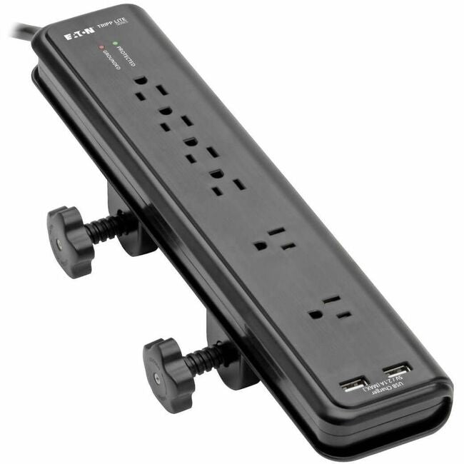 Eaton TLP606DMUSB Tripp Lite by Eaton Protect It! Supresor de Picos con Abrazadera de 6 Tomas 6 pies (1.83 m) de Cordón 2100 Julios 2 x Puertos de Carga USB (2.1A total)