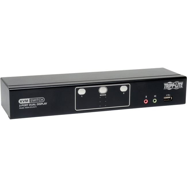 Eaton B004-2DUA2-K Tripp Lite by Eaton Conmutador KVM DVI de 2 Puertos con Dual Monitor TAA GSA con Audio y Hub USB 2.0 Cables incluidos