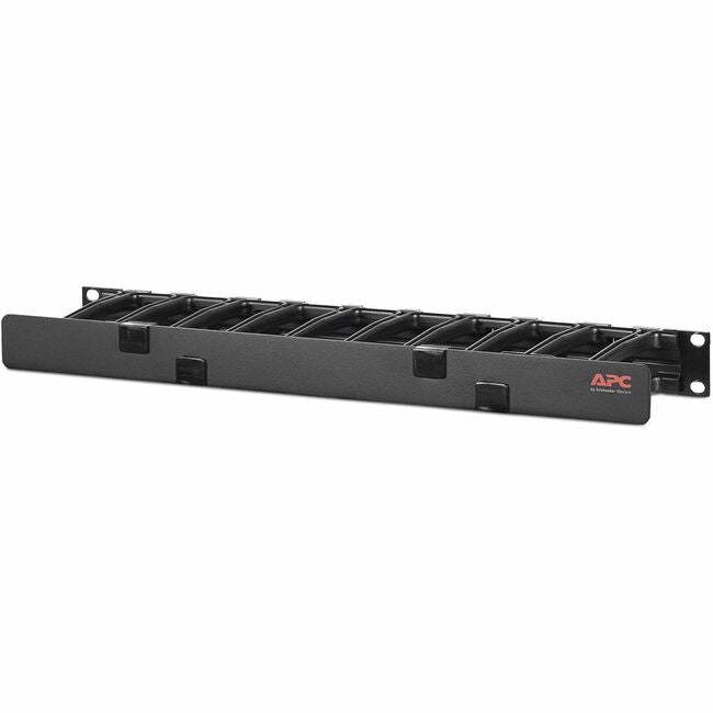 APC BY Schneider Electric AR8602A APC NetShelter Gestión de Cables, Organizador de Cables Horizontal, 1U, Un Solo Lado con Cubierta, Negro, 483 x 44 x 110 mm