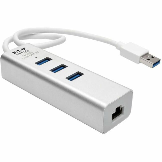 Eaton U336-U03-GB Adaptador de Red Ethernet Gigabit USB Eaton Tripp Lite Series con Hub USB 3.x (5Gbps) de 3 Puertos
