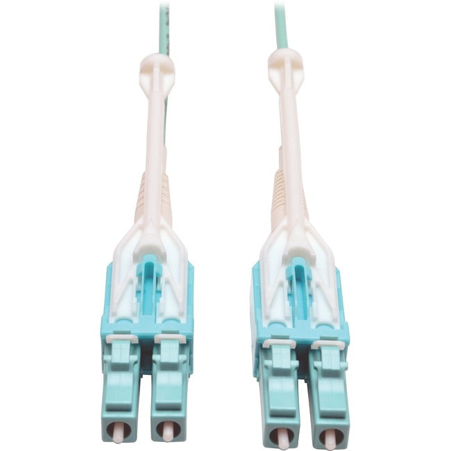 Eaton N820-02M-T Tripp Lite Series 10Gb/40Gb/100Gb Duplex Multimode 50/125 OM3 LSZH Fiber Patch Cable with Push/Pull Tab Connectors (LC/LC), Aqua, 2M (6.6 ft.)