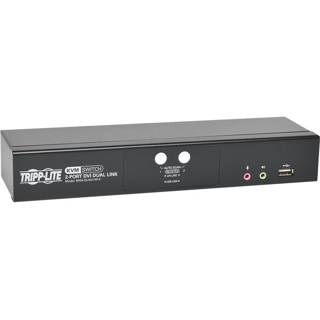 Eaton B004-DUA2-HR-K Interruptor KVM Eaton Tripp Lite Series de 2 Puertos DVI Dual-Link / USB con Audio y Cables, TAA