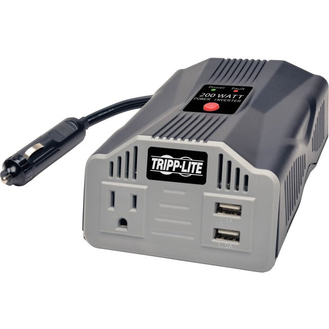Eaton PV200USB Tripp Lite by Eaton Inversor de Corriente para Auto PowerVerter Ultra-Compacto de 200W con Tomacorriente y 2 Puertos de Carga USB