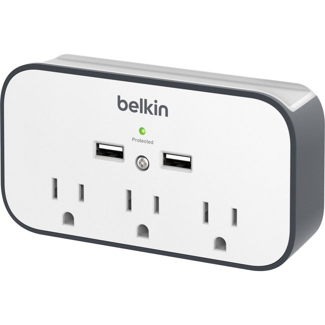 Belkin International INC BSV300TTCW Belkin Protector Contra Sobretensiones de 3 Contactos de Pared - 2 Puertos USB para Dispositivos Móviles, Tablets y Más - 540 Joules