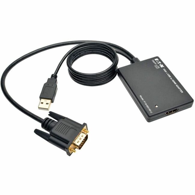 Eaton P116-003-HD-U Tripp Lite by Eaton Cable Adaptador Activo VGA a HDMI con Audio y Potencia USB (M/H) 1080p 6 pulg. (15.2 cm)
