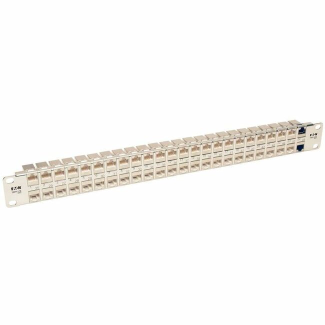 Eaton N254-048-SH-6A Tripp Lite by Eaton Panel de Parcheo Blindado STP Cat6a de 48 Puertos 1U Montable en Rack RJ45 Ethernet TAA