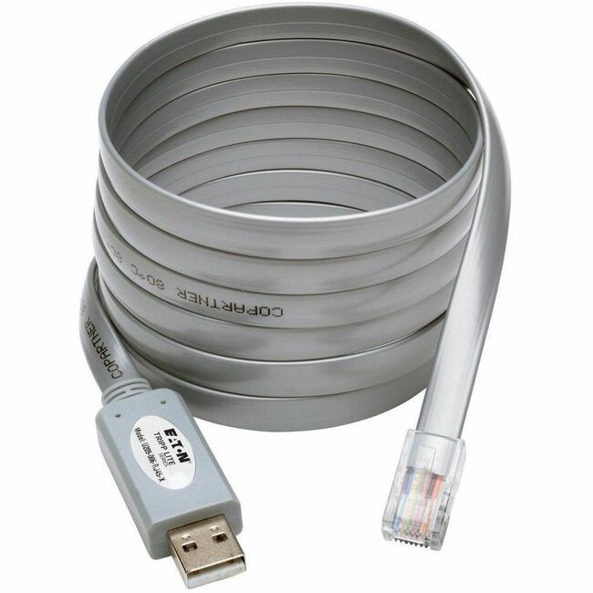 Eaton U209-006-RJ45-X Tripp Lite by Eaton Cable en Serie USB-A a RJ45 Rollover (M/M) - Compatible con Cisco 250 Kbps 6 ft. (1.83 m) Gris