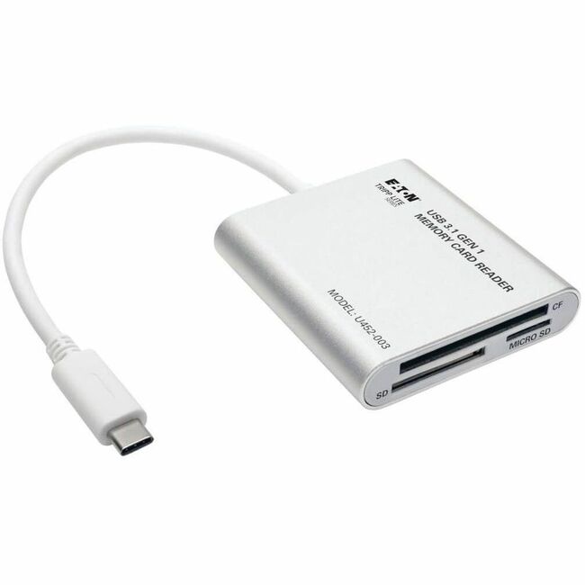 Eaton U452-003 Tripp Lite Series USB 3.1 Gen 1 USB-C Multi-Drive Smart-Card Flash-Memory Media Reader/Writer, Thunderbolt™ 3 Compatible