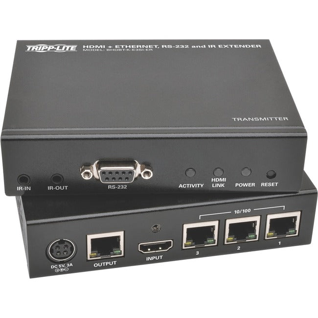 Eaton BHDBT-K-E3SI-ER Tripp Lite Series HDBaseT HDMI over Cat5e/6/6a Extender Kit with Ethernet, Serial and IR Control, 1080p, Up to 500 ft. (152 m), TAA