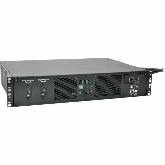 Eaton PDUMH32HVATNET Tripp Lite by Eaton PDU 7.7kW Single-Phase Switched Automatic Transfer Switch PDU Two 200-240V IEC309 32A Blue Inputs 16-C13 2-C19 Outlets 2U TAA
