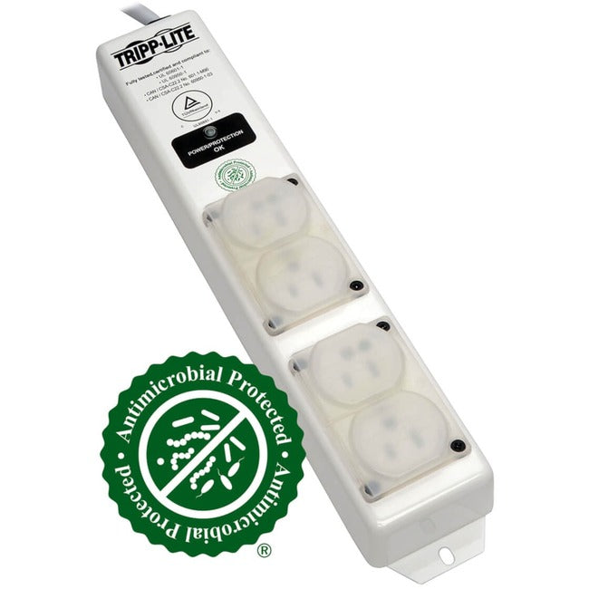 Eaton SPS406HGULTRA Tripp Lite Series Safe-IT UL 60601-1 Protector de Sobretensión de Grado Médico para Área de Atención del Paciente, 4x Tomas de Grado Hospitalario, Cable de 6 ft., Protección Antimicrobiana