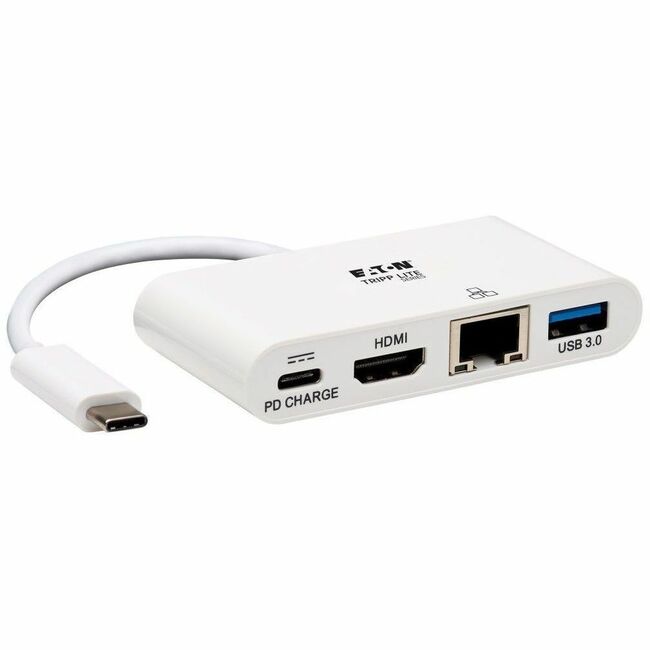 Eaton U444-06N-H4GU-C Tripp Lite by Eaton Adaptador Multipuerto USB-C - HDMI 4K Puerto Hub USB 3.x (5Gbps) GbE Carga PD 60W HDCP Blanco