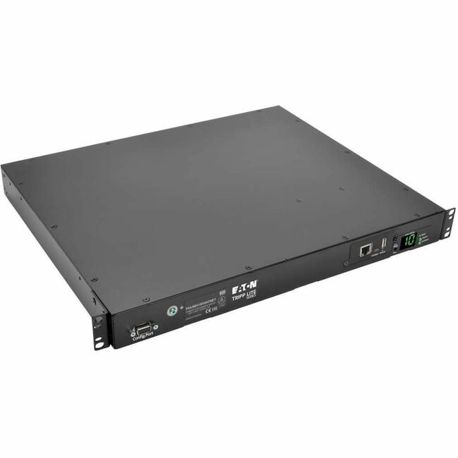 Eaton PDUMH15HVATNET Tripp Lite Series 2.4kW Single-Phase Switched Automatic Transfer Switch PDU, Two 200-240V C14 Inlets, 10 C13 Outputs, 1U, TAA