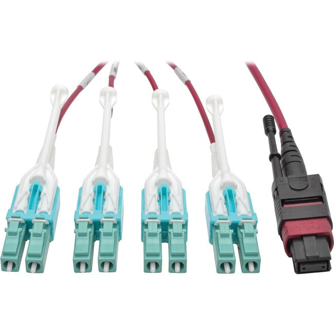 Eaton N845-05M-8L-MG Cable de Fibra Óptica Eaton Tripp Lite Series 40G MTP/MPO a 4xLC Fan-Out OM4 Clasificado Plenum, 40GBASE-SR4, Pestañas Push/Pull, Magenta, 5 m