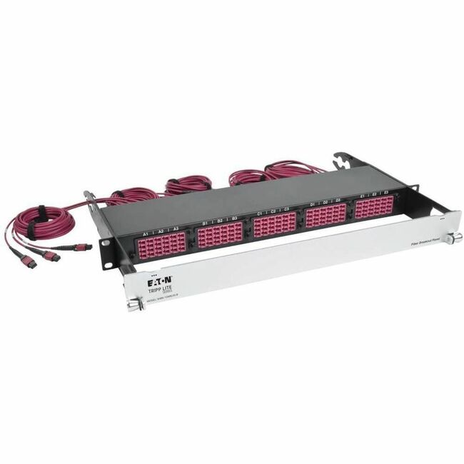 Eaton N48K-15M8L60-B Tripp Lite by Eaton Panel de Interconexión de Fibra 40/100Gb 40Gb a 4 x 10Gb 100Gb a 4 x 25Gb 15 MTP QSFP a 60 LC Duplex OM4 50/125 Puertos Multimodo 1U
