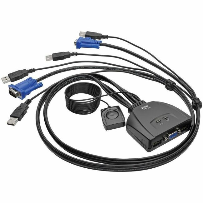 Eaton B032-VU2 Tripp Lite Series Conmutador KVM de 2 Puertos USB/VGA con Cables e Intercambio de Periféricos USB