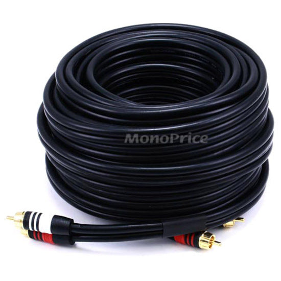 Monoprice, Inc. 2868 Monoprice 50ft Premium 2 RCA Plug/2 RCA Plug M/M 22AWG Cable - Black