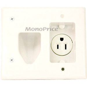 Monoprice, Inc. 4006 Monoprice Placa de pared empotrada para cables de bajo voltaje con energía empotrada - Blanco
