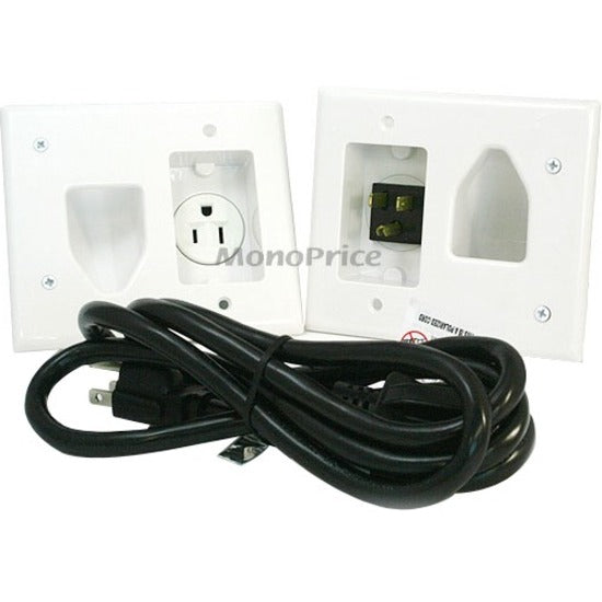 Monoprice, Inc. 4652 Monoprice Recessed Pro Power Kit with Straight Blade Inlet White