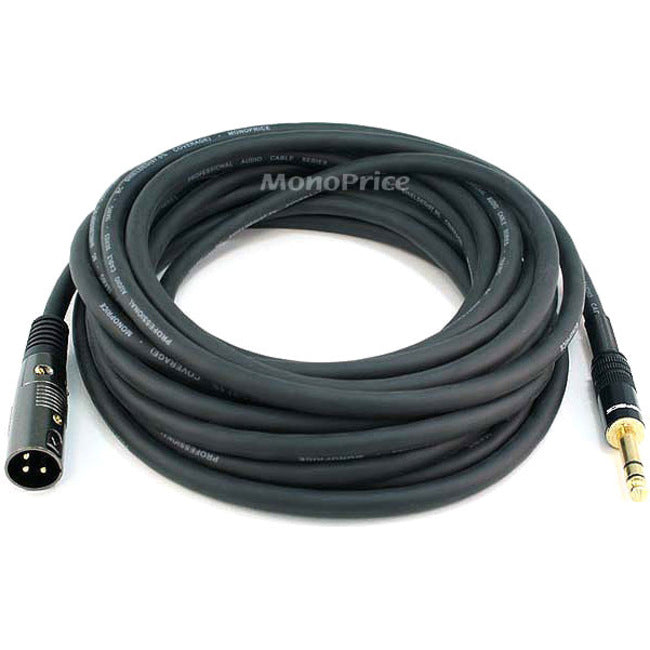 Monoprice, Inc. 4764 Monoprice Cable de Audio XLR Macho a 1/4inch TRS Macho Serie Premier 25ft 16AWG (Chapado en Oro)