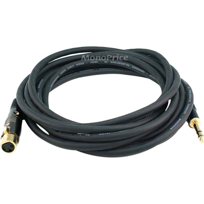Monoprice, Inc. 4771 Monoprice Cable de Audio XLR Hembra a 1/4inch TRS Macho Serie Premier 15ft 16AWG (Enchapado en Oro)