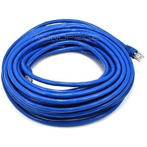 Monoprice, Inc. 5905 Monoprice 50FT 24AWG Cat6A 500MHz STP Ethernet Bare Copper Network Cable - Blue
