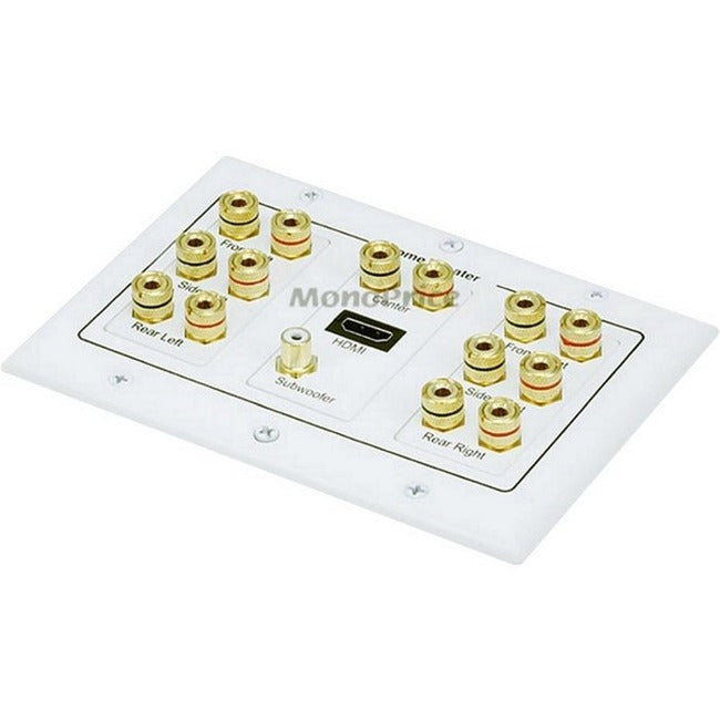 Monoprice, Inc. 6907 Monoprice Placa de Pared de Distribución de Sonido Envolvente 7.1 de 3 Gangas con HDMI