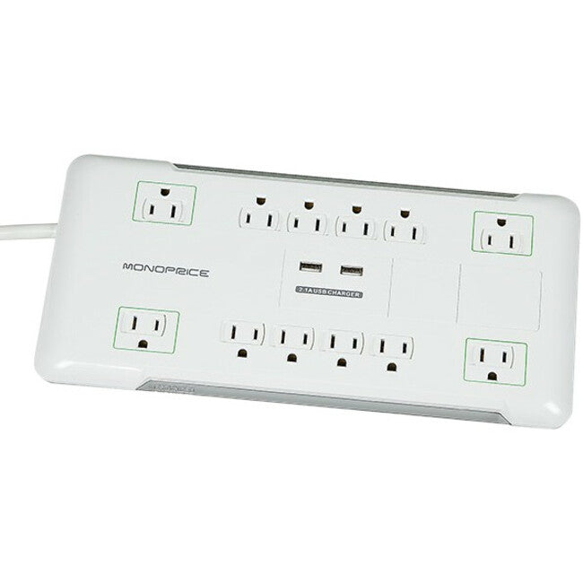 Monoprice, Inc. 9202 Monoprice Protector de Sobretensión de 12 Salidas con 2 Puertos USB Incorporados - 3420 Joules