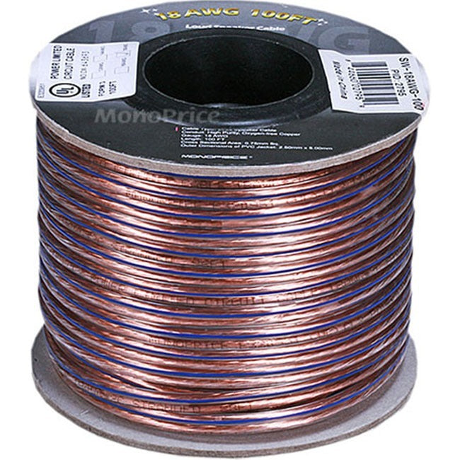 Monoprice, Inc. 2795 Serie Monoprice Choice 18AWG Cable de Altavoz de Cobre Puro Libre de Oxígeno, 100ft