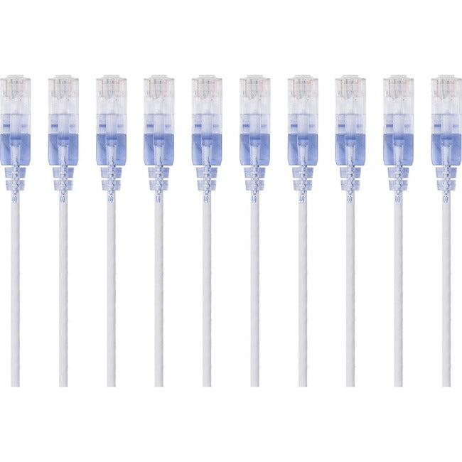 Monoprice, Inc. 15160 Monoprice Paquete de 10, Cable de Parche de Red Ethernet SlimRun Cat6A, 5ft Blanco