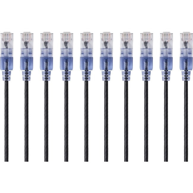 Monoprice, Inc. 15161 Monoprice 10-Pack, SlimRun Cat6A Cable de red Ethernet de parche, 7ft Negro