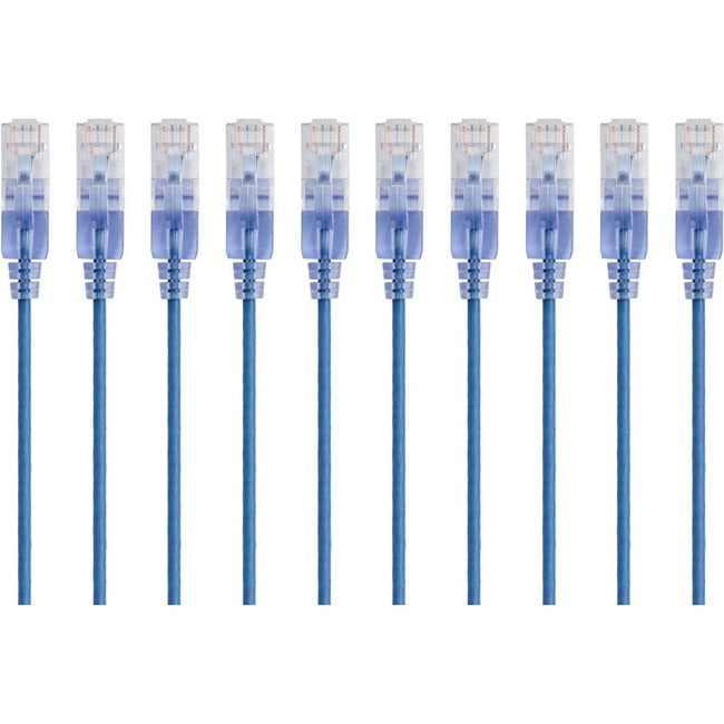 Monoprice, Inc. 15162 Monoprice 10-Pack, SlimRun Cat6A Cable de Red Ethernet de Parche, 7ft Azul