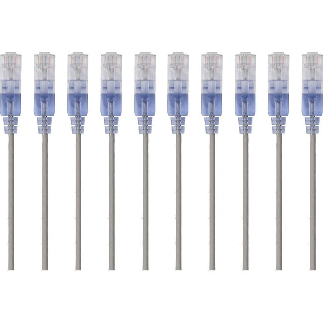Monoprice, Inc. 15167 Monoprice 10-Pack, SlimRun Cat6A Cable de Red Ethernet Patch, 10ft Gris