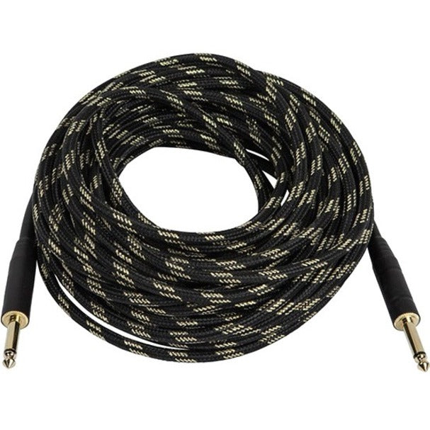 Monoprice, Inc. 601450 Monoprice Cable de Instrumento Serie Cloth 1/4 pulgada T/S Macho 20AWG de 50 ft - Negro y Dorado