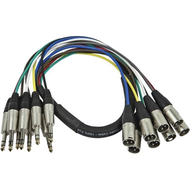 Monoprice, Inc. 601296 Monoprice Cable de Serpiente TRS Macho de 1/4 pulgada a XLR Macho de 8 Canales de 1 Metro (3 pies)