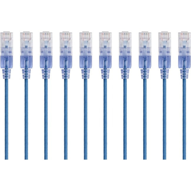 Monoprice, Inc. 15170 Monoprice 10-Pack, SlimRun Cat6A Cable de Red Ethernet de Parche, 14ft Azul