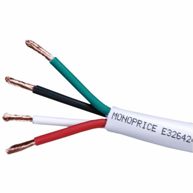 Monoprice, Inc. 16085 Cable de Altavoz Monoprice, Clasificación CL2, 4 Conductores, 14AWG, 1000ft, Blanco