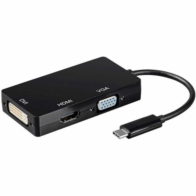 Monoprice, Inc. 21607 Adaptador Pasivo Monoprice USB-C a 4K HDMI, DVI Single Link y VGA Negro