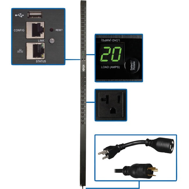 Eaton PDUMNV20LX Tripp Lite by Eaton PDU 1.9kW Single-Phase Monitored PDU with LX Platform Interface 120V Outlets (24 5-15/20R) 0U Vertical 70 in. TAA