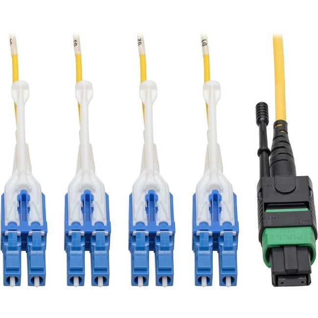 Eaton N390-02M-8LC-AP Tripp Lite by Eaton MTP/MPO (APC) a 4xLC (UPC) Singlemode Breakout Patch Cable 40/100 GbE QSFP+ 40GBASE-PLR4 Plenum Amarillo 2 m (6.6 ft.)